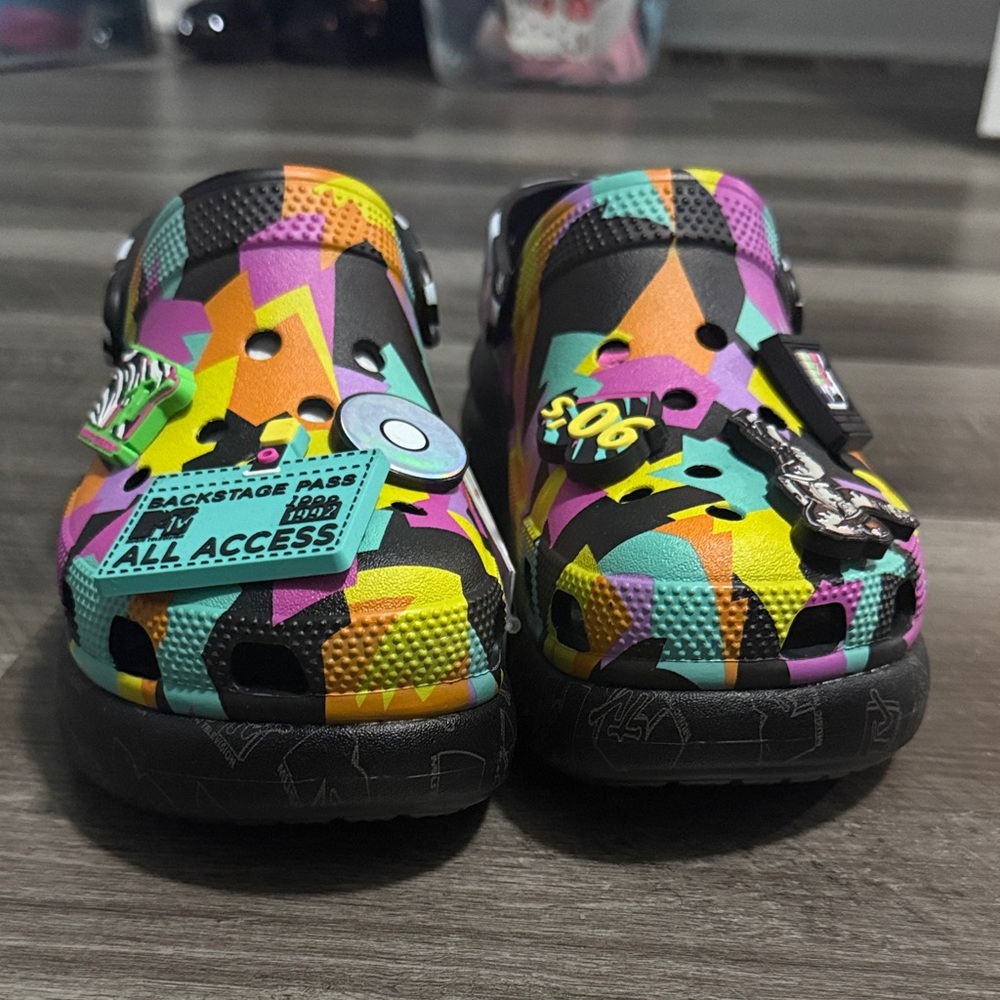 CROCS Multicolor Graphic Clogs NWT - image 1